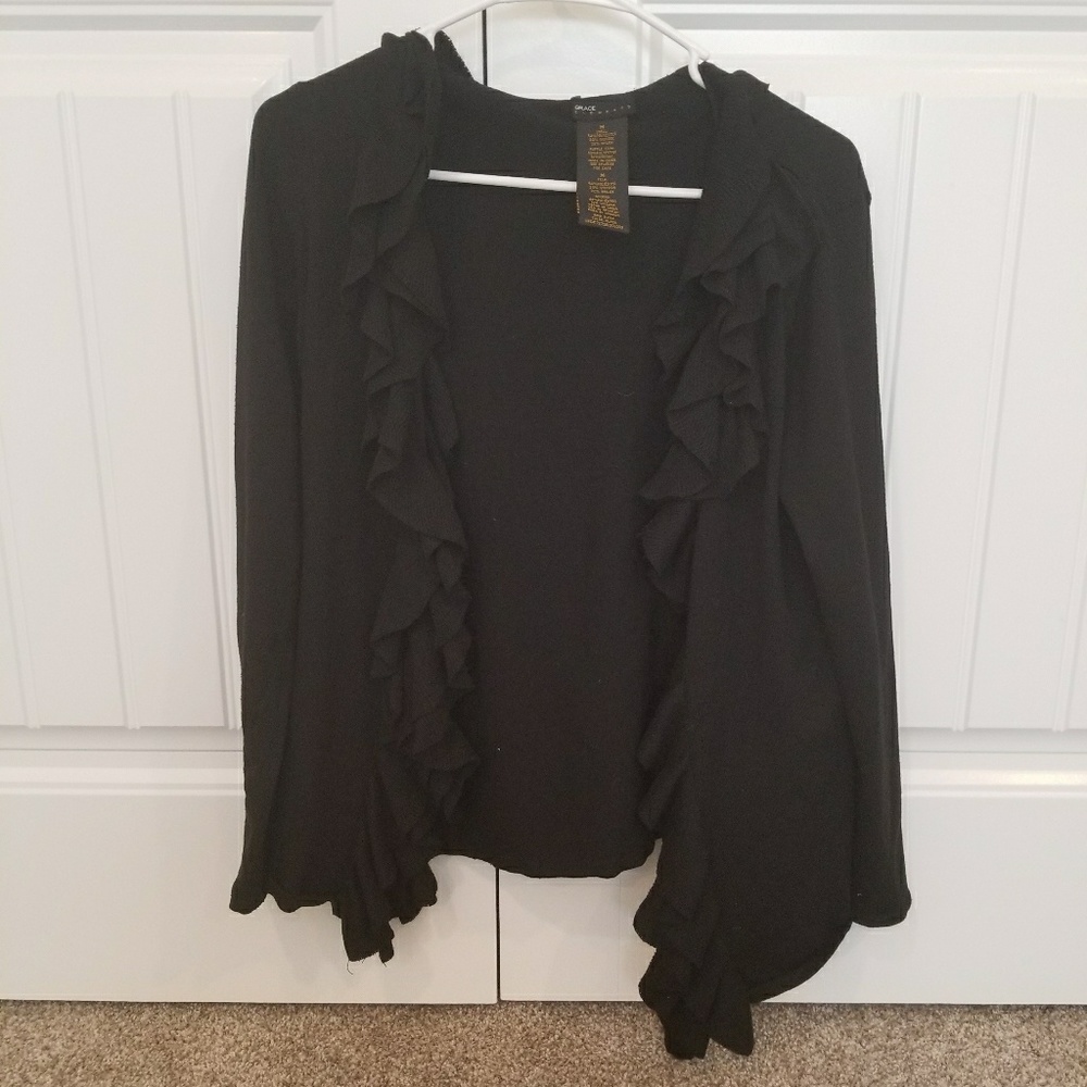 Black Ruffle Cardigan